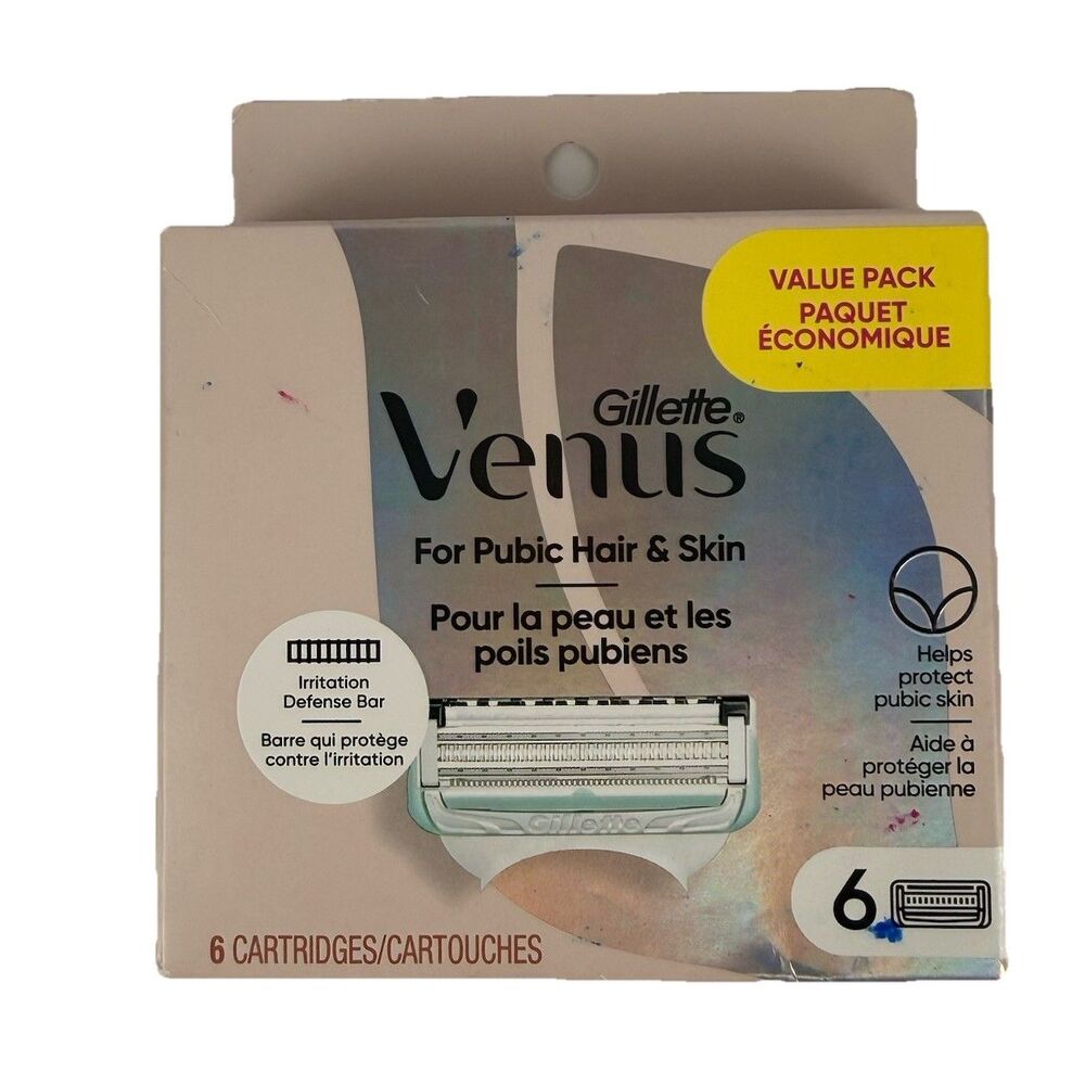 Gillette Venus Pubic Hair & Skin Women's Razor Blade Refills 6 Cartridges